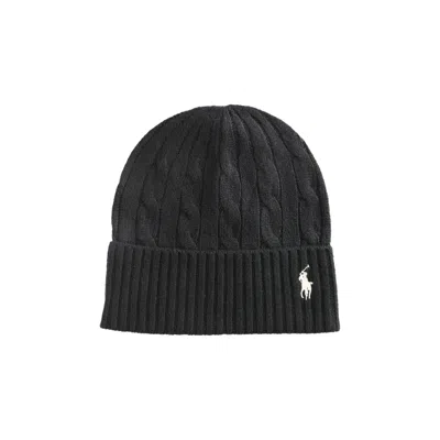 Pre-owned Polo Ralph Lauren Cashmere Cable Beanie 'black' | Women's Size Onesize