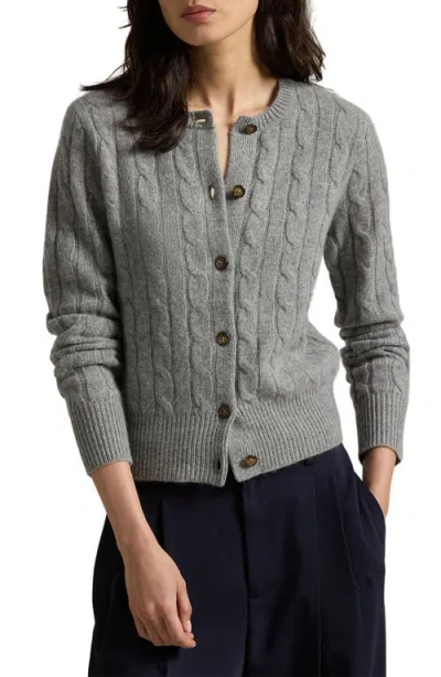 Polo Ralph Lauren Cashmere Cable Cardigan In Battalion Grey Heather