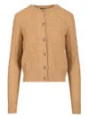 Polo Ralph Lauren Cashmere Cable Knit Cardigan Knitwear Beige In Brown