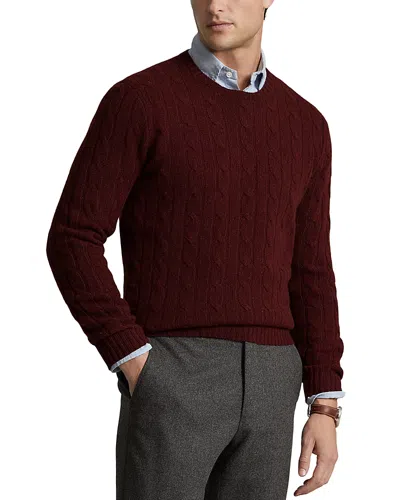 Polo Ralph Lauren Cashmere Cable Knit Regular Fit Crewneck Sweater In Burgundy