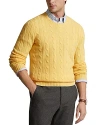 Polo Ralph Lauren Cashmere Cable Knit Crewneck Sweater In Yellow