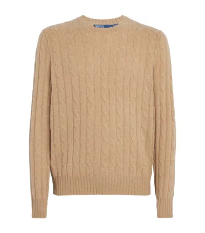 Polo Ralph Lauren Cashmere Cable-knit Sweater In Brown