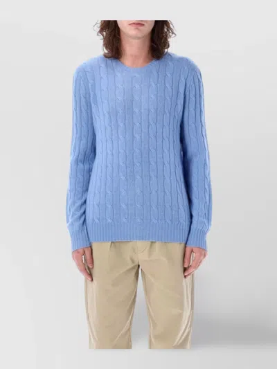 Polo Ralph Lauren Cashmere Cable Knit Crewneck Sweater In Litchfield Blue