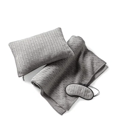 Polo Ralph Lauren Cashmere Cable-knit Travel Set In Grey