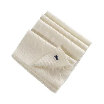 Pre-owned Polo Ralph Lauren Cashmere Classic Cable Scarf 'cream' | Women's Size Onesize In White