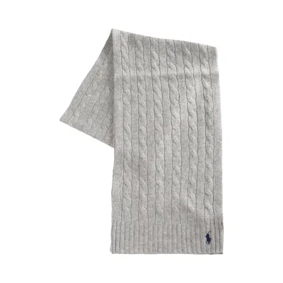 Pre-owned Polo Ralph Lauren Cashmere Classic Cable Scarf 'soft Grey' | Women's Size Onesize In Gray