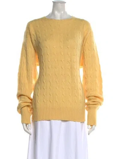 Pre-owned Polo Ralph Lauren Cashmere Crew Neck Sweater In Yellow