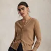 Polo Ralph Lauren Cashmere Crewneck Cardigan In Brown