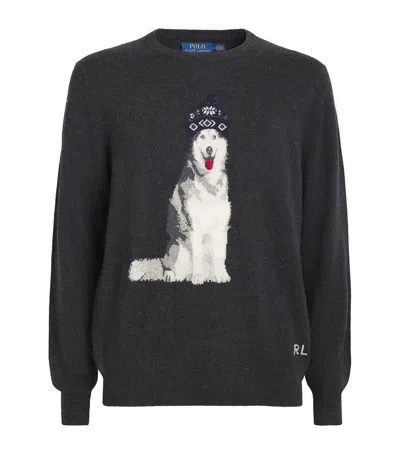 Polo Ralph Lauren Cashmere Dog Sweater In Grey
