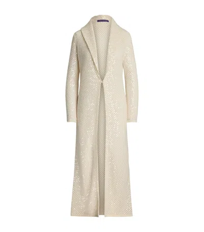 Polo Ralph Lauren Cashmere Embellished Crochet Cardigan In Neutral