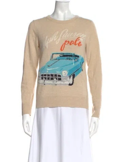 Pre-owned Polo Ralph Lauren Cashmere Graphic Print Sweater In Neutral