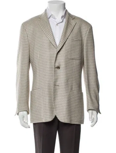 Pre-owned Polo Ralph Lauren Cashmere Houndstooth Print Sport Coat In Neutral