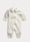 Polo Ralph Lauren Babies' Cashmere Knit-collar Coverall In Light Grey Heather