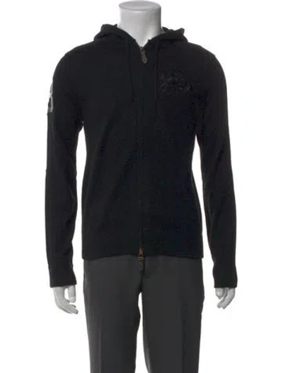 Pre-owned Polo Ralph Lauren Cashmere Mock Neck Cardigan In Black