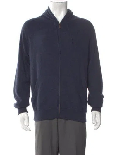 Pre-owned Polo Ralph Lauren Cashmere Mock Neck Cardigan In Blue