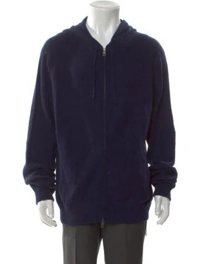 Pre-owned Polo Ralph Lauren Cashmere Mock Neck Cardigan In Blue