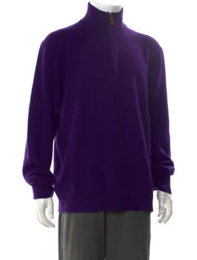 Pre-owned Polo Ralph Lauren Cashmere Mock Neck Polo Sweater In Purple