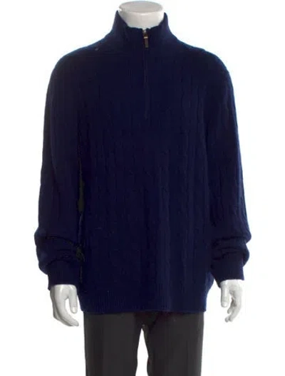 Pre-owned Polo Ralph Lauren Cashmere Mock Neck Pullover In Blue