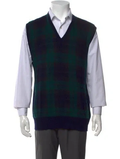Pre-owned Polo Ralph Lauren Cashmere Plaid Print Sweater Vest In Black