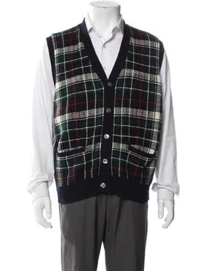 Pre-owned Polo Ralph Lauren Cashmere Plaid Print Vest In Blue