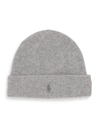 Polo Ralph Lauren Cashmere Polo Beanie In Grey