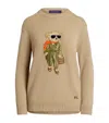 Polo Ralph Lauren Aviator Polo Bear Cashmere Sweater In Beige