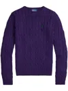 Polo Ralph Lauren Cashmere Pullover Sweater With Ribbed Details In Purple