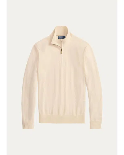 Polo Ralph Lauren Cashmere Quarter-zip Sweater In Neutral
