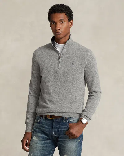 Polo Ralph Lauren Cashmere Regular Fit Quarter Zip Mock Neck Sweater - Exclusive In Gray
