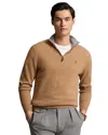 Polo Ralph Lauren Mesh-knit Cotton Quarter-zip Sweater In Brown Heather