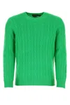 Polo Ralph Lauren Ralph Lauren Green Braided Cotton Sweater In Newtiegre