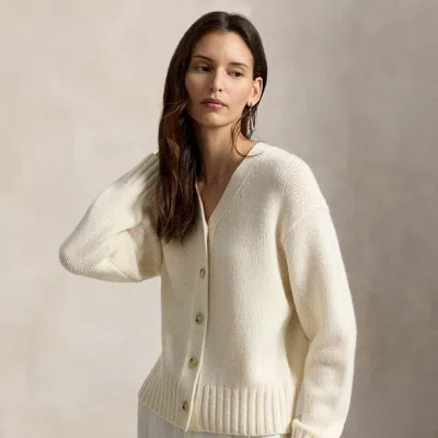 Polo Ralph Lauren Cashmere V-neck Cardigan In Cream