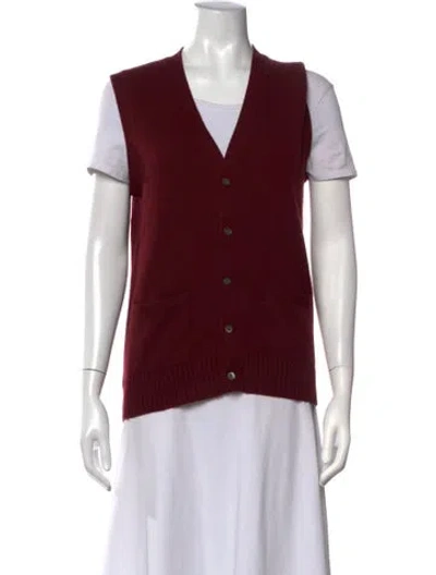 Pre-owned Polo Ralph Lauren Cashmere V-neck Polo In Burgundy
