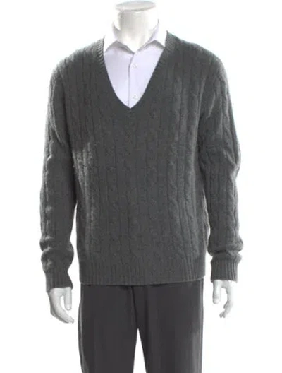 Pre-owned Polo Ralph Lauren Cashmere V-neck Pullover In Gray