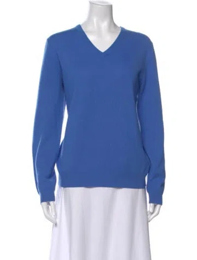 Pre-owned Polo Ralph Lauren Cashmere V-neck Sweater In Blue