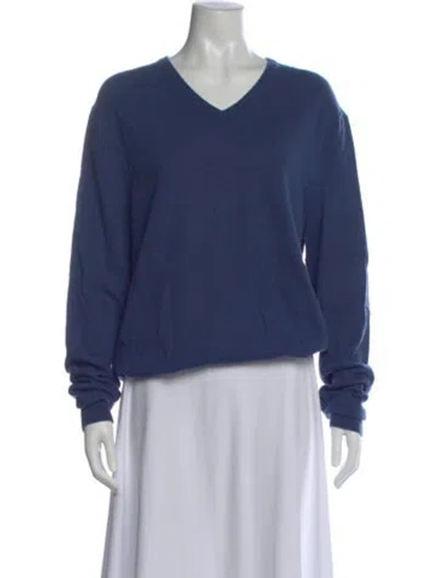 Pre-owned Polo Ralph Lauren Cashmere V-neck Sweater In Blue