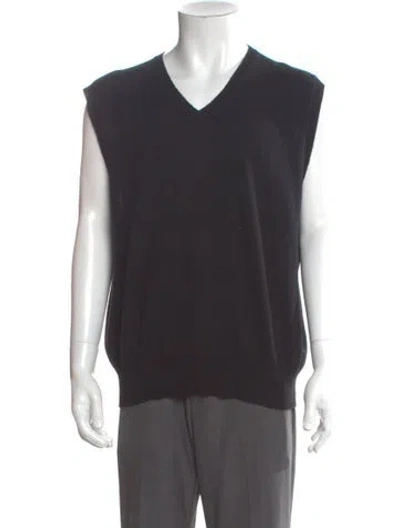 Pre-owned Polo Ralph Lauren Cashmere V-neck Sweater Vest In Black