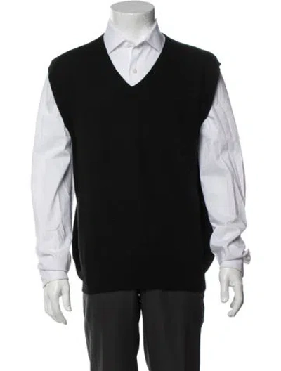 Pre-owned Polo Ralph Lauren Cashmere V-neck Sweater Vest In Black