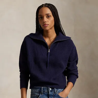 Polo Ralph Lauren Cashmere-wool Half-zip Sweater In New Navy