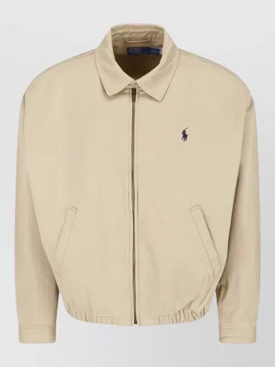 Polo Ralph Lauren Casual Coat Buttoned Collar Elasticated Hem Pockets In Neutral