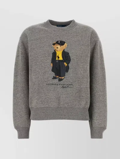 Polo Ralph Lauren Casual Cotton Blend Sweatshirt With Graphic Print In Gray