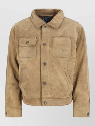 Polo Ralph Lauren Casual Jacket Adjustable Cuffs Flap Pockets In Brown