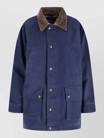 Polo Ralph Lauren Casual Jacket With Corduroy Collar And Pockets In Blue