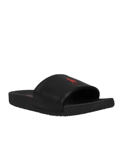 Polo Ralph Lauren Cayson Logo Slide Sandals In Black