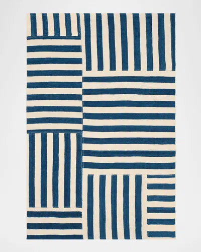 Polo Ralph Lauren Celeste Stripe Patch Hand Woven Rug In Pacific