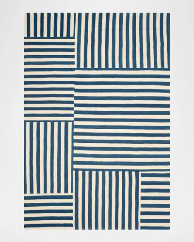 Polo Ralph Lauren Celeste Stripe Patch Hand Woven Rug In Pacific