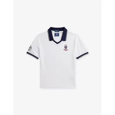 Polo Ralph Lauren Kids' Ceramic White Boys' Wimbledon Logo-embroidered Stretch-woven Polo Shirt