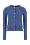 Polo Ralph Lauren Cerulean Blue Stretch Cotton Blend Cardigan In Blue