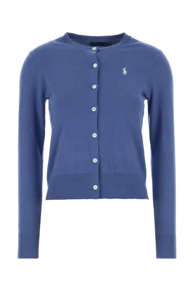 Polo Ralph Lauren Cerulean Blue Stretch Cotton Blend Cardigan