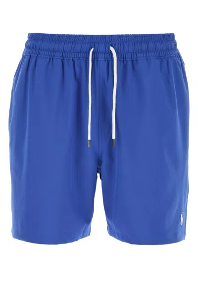 Polo Ralph Lauren Cerulean Blue Stretch Polyester Swimming Shorts In Brown